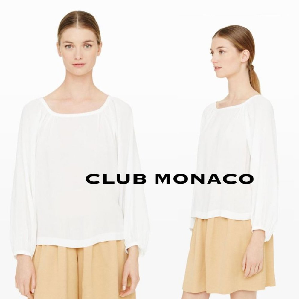Club Monaco White Peasant Blouse L